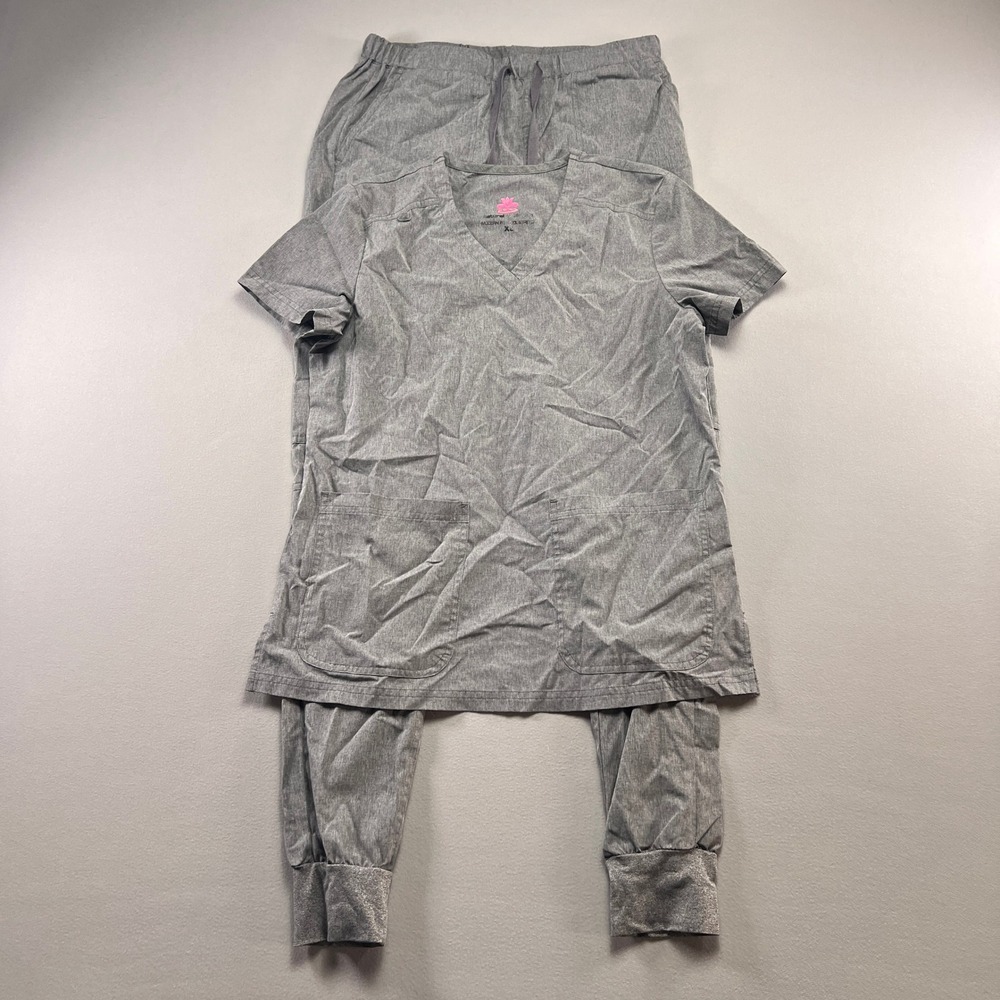 Natural Uniforms Essential Cool Stretch Jogger Scrub Set Womens XS Gray Medical